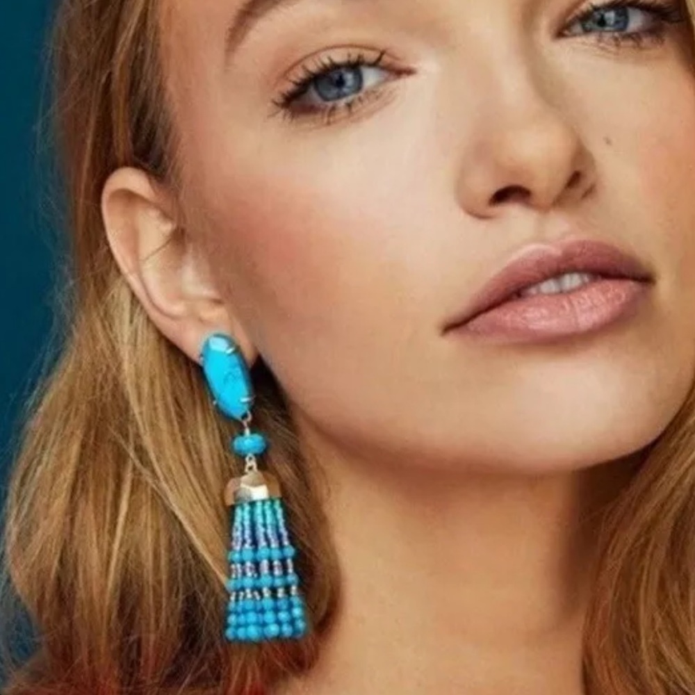 [Kendra Scott] NEW Kendra Scott Dove Blue Bead Tassel Earrings w/ Bag